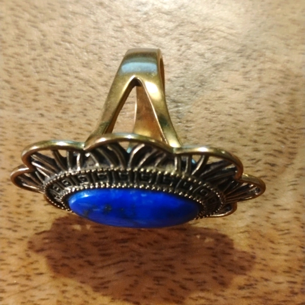 Studio Barse Lapis and Bronze Petal Ring, Size 8 - Picture 6 of 8